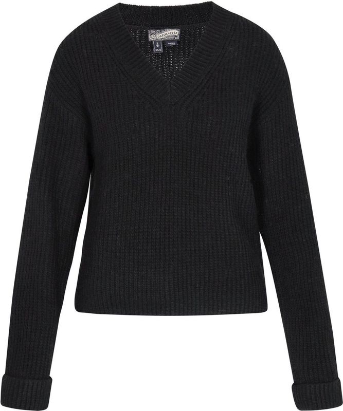 DreiMaster - Vintage - Trui - Zwart - Geribbeld Gebreid - V-hals