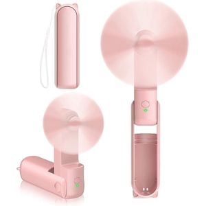 Ventilator USB-Oplaadbaar Mini-Handventilator 3-in-1 Werkt Op Batterijen - Vrouwen Kinderroze