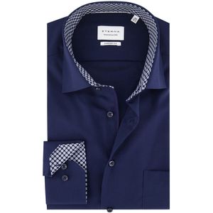 Eterna - Overhemd - Donkerblauw - Strijkvrij - Borstzak
