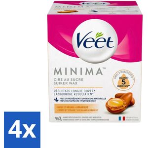Veet - Warme Wax - Orientaalse Ontharings Wax - Minima - Arganolie - 250ml - Voordeelverpakking - 4 stuks