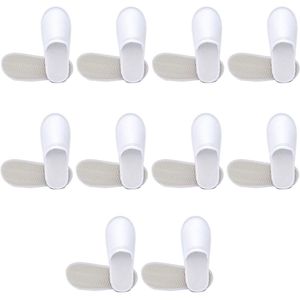 Allecto Plus - Antislip wegwerp pantoffels voor hotel, spa en thuis, premium badstof, uniseks, wasbaar - Wit 10 paar