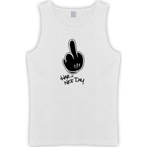 Witte Tanktop met  "" Have a Nice Day "" print Zwart size S