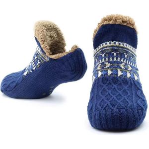 Warme binnensokken - Warme vloersokken - Warme herfst-/wintersokken - Sneeuwsokken, pantoffelsokken, tapijtsokken, loungesokken - Unisex - Antislip binnensokken - Donkerblauw - Geschikt voor maten 39-42