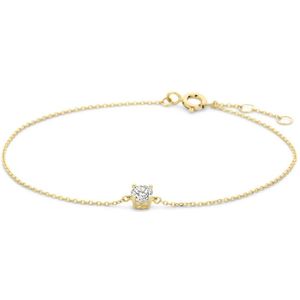 9NBG-0964 – New Bling - 14K geelgouden armband – met 1 zirkonia – minimalistisch - 18cm