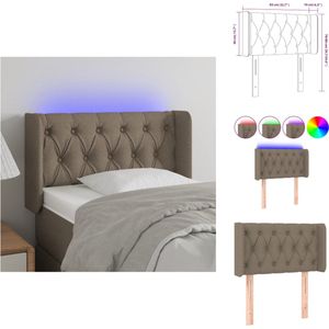 vidaXL Hoofdbord - 83 x 16 x 78/88 cm - LED-strip - Kleur- taupe - Bedonderdeel