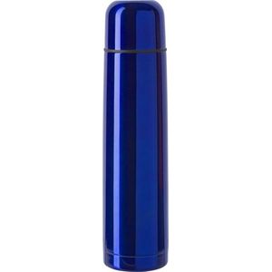 RVS thermosfles/isoleerkan 1 liter kobalt blauw - Thermoskan/warmhoudkan