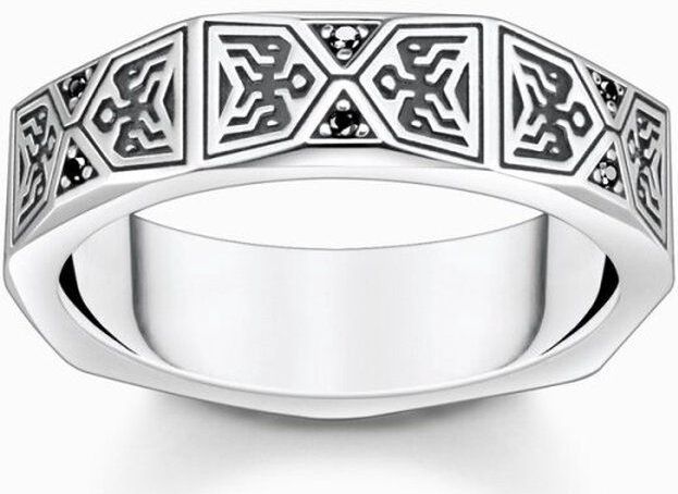 Thomas Sabo - Ring - Zwart - Zilver - Zirkoon - Gezwarte Textuur