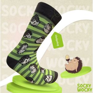 HEDGEHOGS - EGELS - 2 Pack - Grappige Sokken voor Mannen & Vrouwen - One Size (37-44) Socks - Humorvolle Huissokken - Geschenk voor Heren, Dames, Vader, Moeder, Vriendin, Zus, Oma - Cadeau SOCKY WOCKY