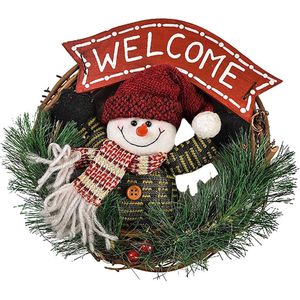 Kerstkrans, deurkrans, adventskrans, dennenkrans, kerstman, sneeuwpop, kerstkrans, decoratieve krans, hangende deur, wandversiering