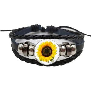 Akyol – Zonnebloem armband – bloem – cadeautje – verrassing – geschenk – armband - leer