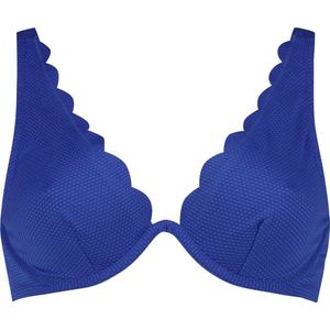 Hunkemöller Dames Badmode Niet-voorgevormde beugel bikinitop Scallop - Blauw - maat E85