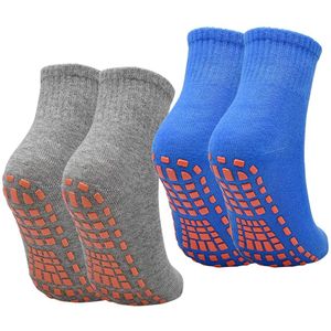 Yoga Sokken - Antislip Sokken - Rutschvast Met Noppen Voor Beter Grip - 2 Stuks - Voor Sport En Thuis - Blauw / Grijs