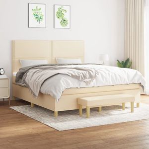 The Living Store Boxspringbed Premier - Crème - 180 x 200 cm - Met verstelbaar hoofdbord