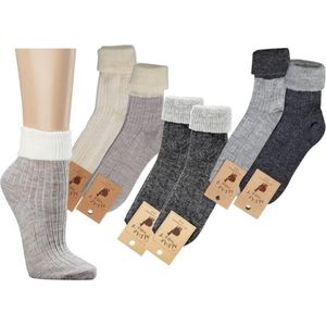 Winter Sokken | Alpacawol | 35-38 | Assorti kleur | Grijs-Wit | Warme Sokken | Cadeau | Kerst | LaVini