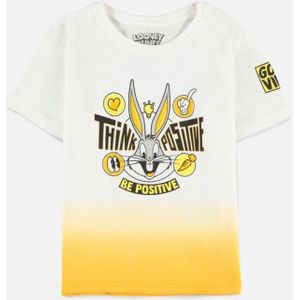 Looney Tunes - Bugs Bunny - Think Positive Kinder T-shirt - Kids 134/140 - Wit/Geel