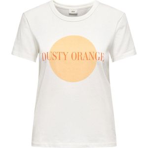 Jacqueline de Yong T-shirt Jdymichigan Life S/s Print Top Jrs 15311702 Cloud Dancer/dusty Orange Dames Maat - L