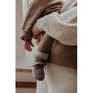 Baby slofjes Merino Wol met Veter - Mauve - 9-15 maanden