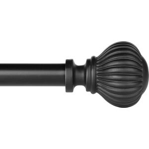 Uitschuifbare Gordijnroede 48-86 Inch Zwart 16mm Diameter Gordijnroede Metaal voor Ramen met Bal Pompoen Finial