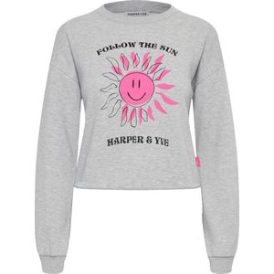 Harper & Yve Smiley-sw Truien & vesten Dames - Sweater - Hoodie - Vest- Grijs - Maat XS