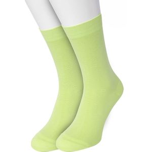 Bonnie Doon Basic Sokken Dames Pistache Groen maat 36/42 - 2 paar - Basis Katoenen Sok - Gladde Naden - Brede Boord - Uitstekend Draagcomfort - Perfecte Pasvorm - 2-pack - Multipack - Effen - Licht Groen - Fel - Pistachio - OL834222.323