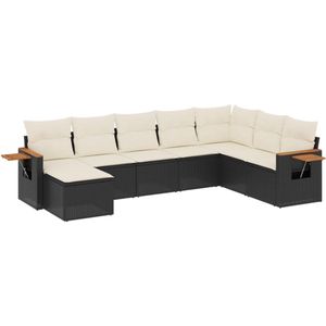 vidaXL Loungeset - 8-delig - Met kussens - Zwart Loungeset - Tuinset - PE-rattan - Outdoor Furniture - Balkon Set