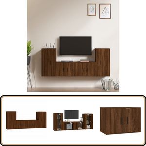 vidaXL Tv-meubelset - 4-delig - Bruin Eiken - Hout TV Kast - Houten TV Kast - Retro TV Kast - Salontafel - Opbergkast