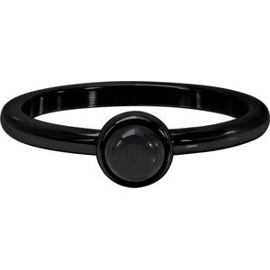 Quiges - Dames Stapelring - Zwart - RVS met Natuursteen - Hoogte 2 mm