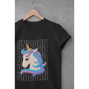 Shirt - Unicorn - Wurban Wear | Grappig shirt | Leuk cadeau | Unisex tshirt | Unicorn | Eenhoorn | Sprookjeswonderland | Regenboog | Dieren | Zoekwoord | Wit & Zwart
