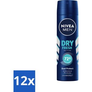 NIVEA Men Deodorant Spray Dry Fresh 150 ml - Voordeelverpakking - 12 stuks