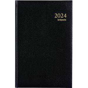 Brepols Bureau-agenda 2024 - SATURNUS Luxe - LIMA - Dagoverzicht - Zwart - 13.3 x 20.8 cm