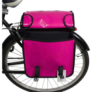 dubbele fietstas, voor fiets, pendelaar, boodschappentas, roze voor dames
