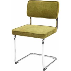 Lisomme Anne Eetkamerstoel Groen - Ribstof - Buisframe - Corduroy - Buisstoel