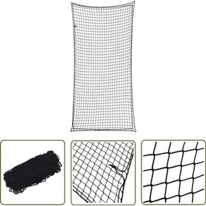 The Living Store Aanhangwagennet elastisch touw 7x3,5 m polypropeen zwart - Aanhangwagennet - Bagagestropsysteem - Laadsluiting - Universeel - Polyester