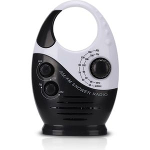 Waterbestendige draagbare radio met AM-FM-dual-band en handige haak voor badkamergebruik