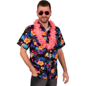 Toppers in concert - Hawaii shirt/blouse - Verkleedkleding - Heren - Tropische bloemen - zwart 52