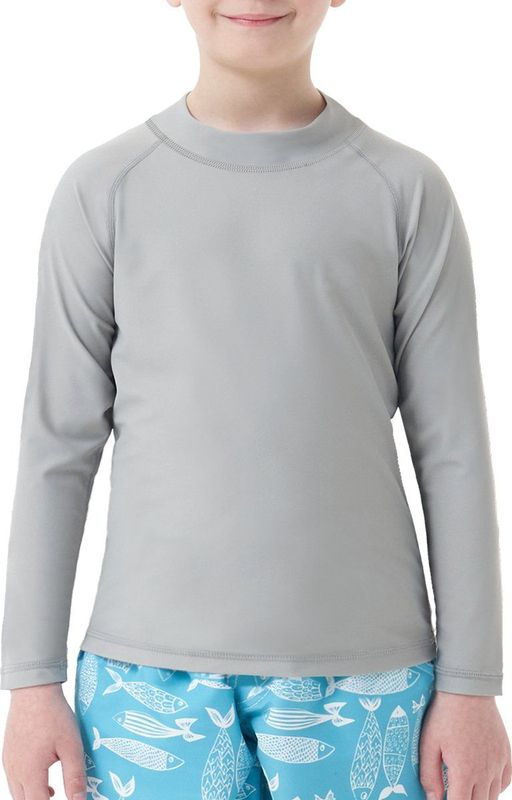 MEETHOO UPF 50+ Jongens zwemshirt met lange mouwen, kinderzwemshirt met UV-bescherming, kinderzwemshirt, rashvest, surfshirt-Lange mouwen-GRIJS-XS