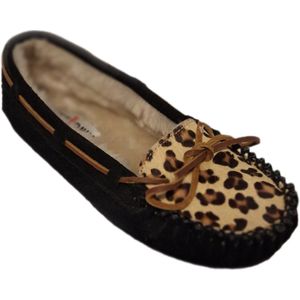 MINNETONKA-MOCASSIN-BLACK-LEOPARD NOSE-41