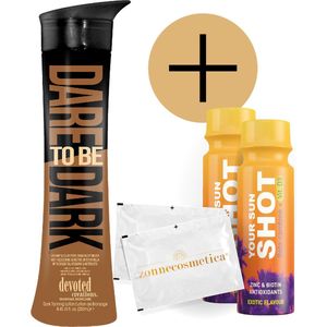Devoted Creations - Dare to be Dark + 2 Your Sun Shots + 2 Verfrissingsdoekjes