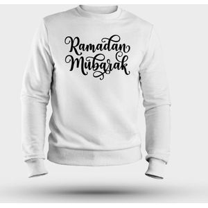 Ramadan - Ramadan Mubarak Trui - Wit - Suikerfeest / Offerfeest / Ramadan Kleding Voor Unisex - Maat XL