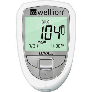 Wellion Luna Trio 3-in-1 glucosemeter startpakket inclusief 10 glucose strips (glucose, cholesterol en urinezuur) - Wit