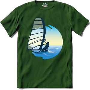Windsurfer | Wind zeilen - Boot - Zeilboot - T-Shirt - Unisex - Bottle Groen - Maat XXL