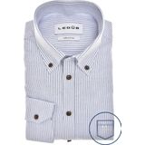 Ledub - Modern Fit - Overhemd - Donkerblauw Gestreept - Strijkvriendelijk