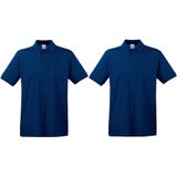 2-Pack maat M donkerblauw/navy polo shirt premium van katoen voor heren - Katoen - 180 grams - Polo t-shirts - Polos