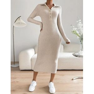 Super fijn zittende hoog kwaliteit ribbel broek elastisch met veel stretch en wijde pijpen beige maat 6XL eu 54/56