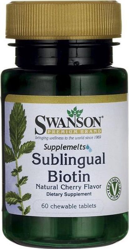 Swanson - Supplemelts Biotine - Natuurlijke Kersensmaak - 60 Tabletten
