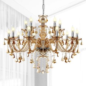LuxiLamps - Crystal Chandelier - 15 Arm Kristallen Kroonluchter - Amber - Hanglamp - Woonkamerlamp - Moderne lamp - Plafonniere