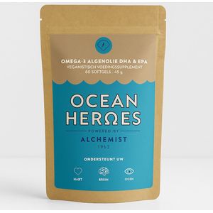 Alchemist1962 Ocean Heroes - Veganistische Omega-3 Algenolie DHA + EPA - 60 Capsules 500 mg