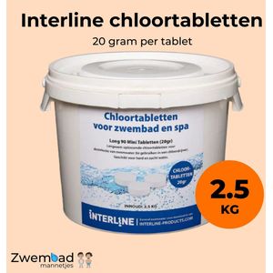 Interline Chloortabletten 20 gram 2.5 kg - Inclusief doseerschema - Chloortabletten voor zwembad en jacuzzi - Chloor 20 gram - Chloortabletten klein zwembad tot gemiddeld