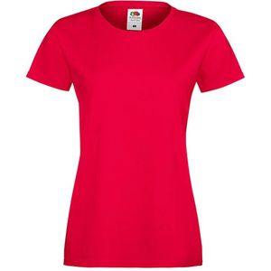 Fruit Of The Loom Lady-Fit Dames SofspunÂ® T-shirt met korte mouwen - Rood - Extra Small