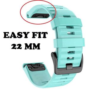Firsttee - Siliconen Horlogeband - EASY FIT - Voor GARMIN - MINTGROEN - 22 MM - Horlogebandjes - Quick Release - Easy Click - Garmin - S60 - S62 - Fenix 5 - Forerunner 935 - Fenix 6 (Pro) - Horloge bandje - Golfkleding - Golf accessoires - Cadeau